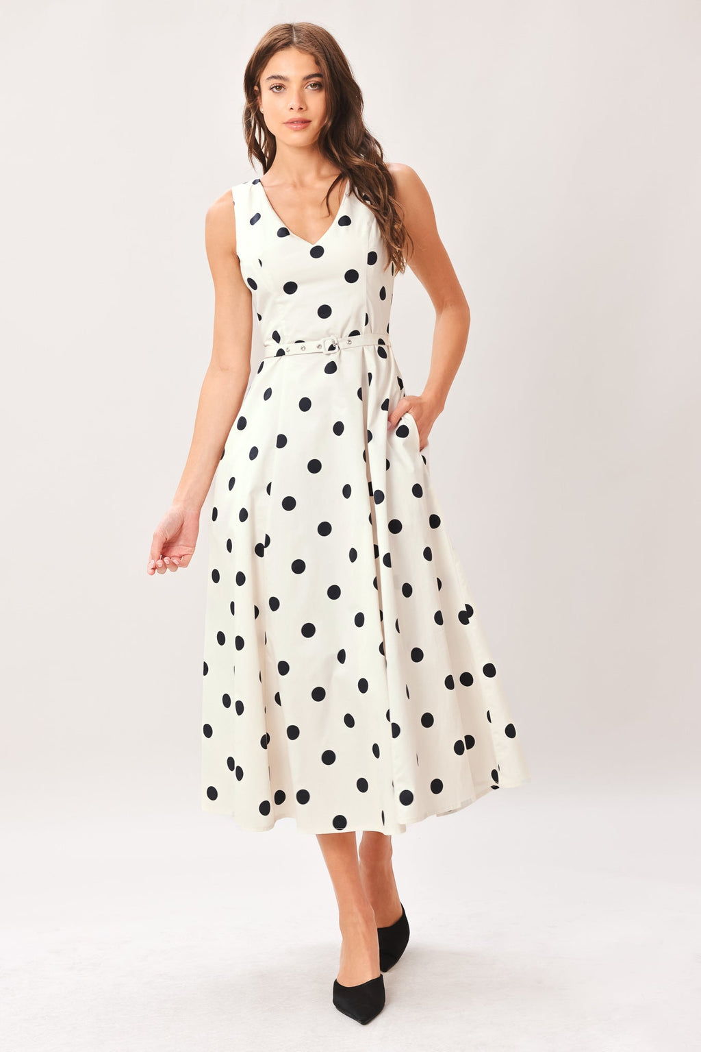 PURE POLKA WOVEN MIDI DRESS Flying Tomato