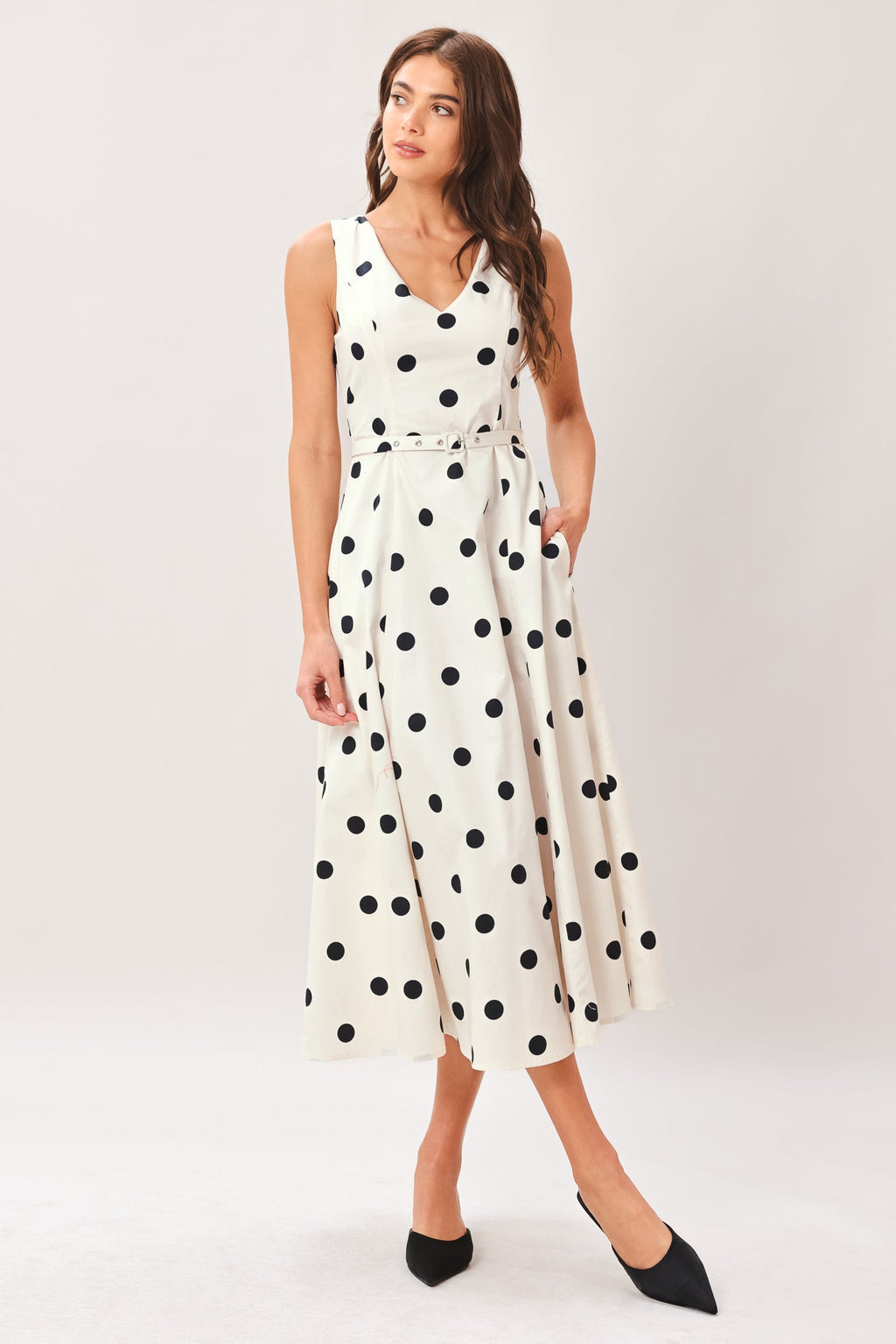 PURE POLKA WOVEN MIDI DRESS Flying Tomato