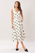 PURE POLKA WOVEN MIDI DRESS Flying Tomato