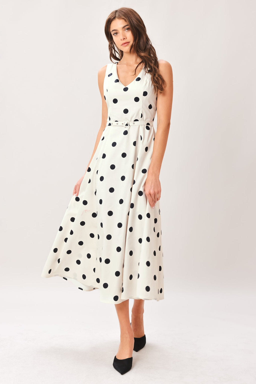 PURE POLKA WOVEN MIDI DRESS Flying Tomato