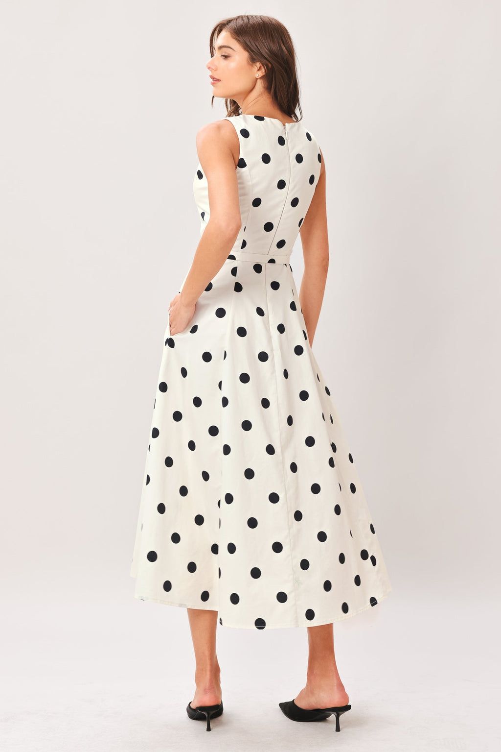 PURE POLKA WOVEN MIDI DRESS Flying Tomato