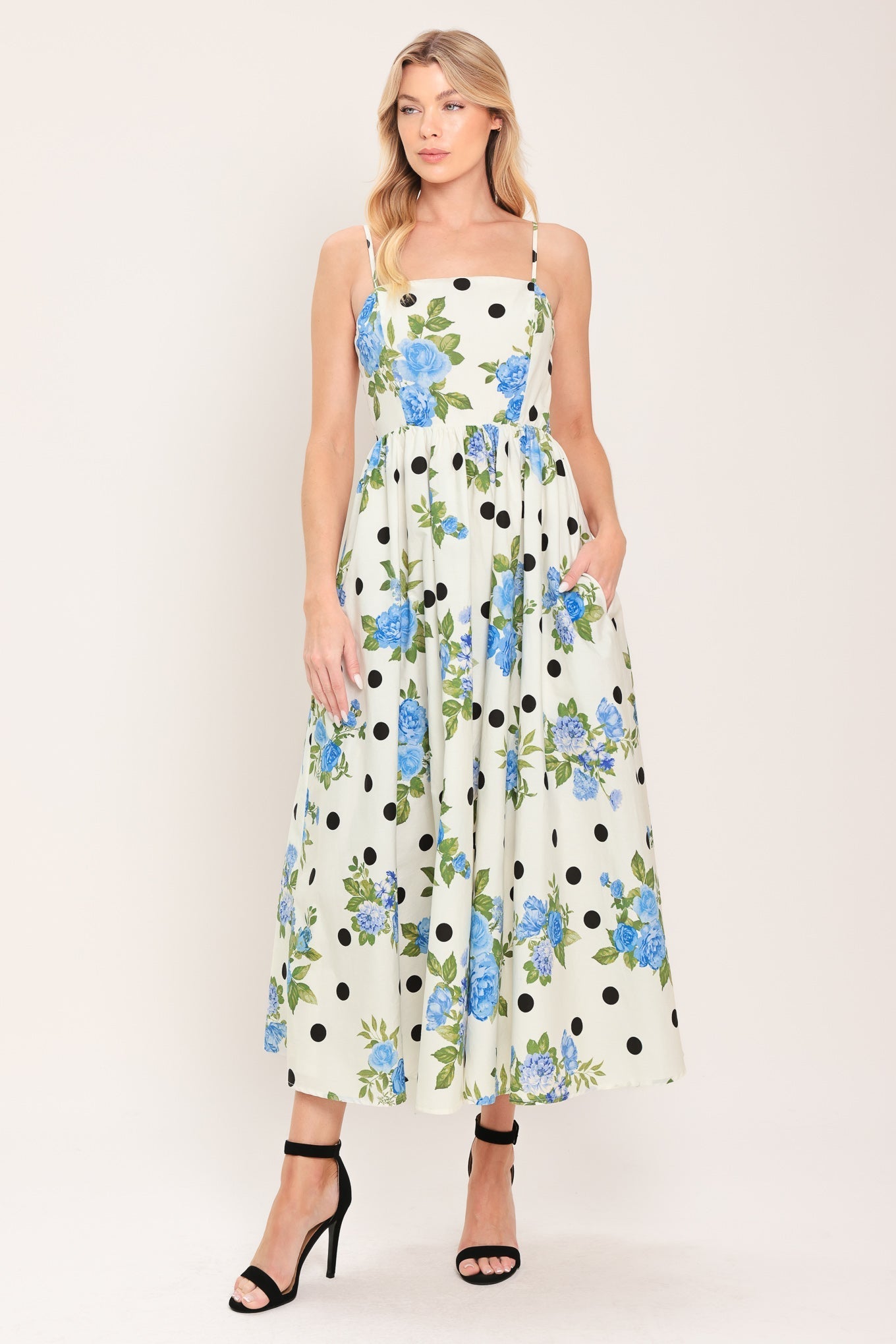RETRO FLORA WOVEN MIDI DRESS Flying Tomato