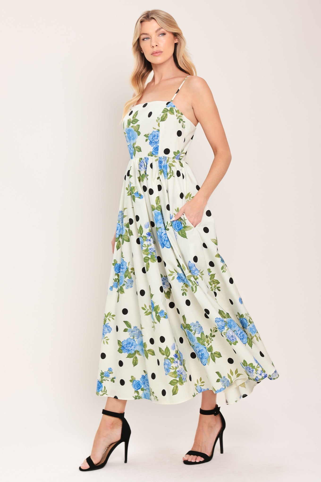 RETRO FLORA WOVEN MIDI DRESS Flying Tomato