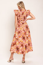 APRICOT BLOSSOM WOVEN MIDI DRESS Flying Tomato