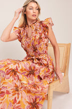 APRICOT BLOSSOM WOVEN MIDI DRESS Flying Tomato
