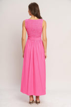 PINK RADIANCE WOVEN MIDI DRESS Flying Tomato