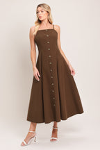 EARTHY GRACE WOVEN MIDI DRESS Flying Tomato