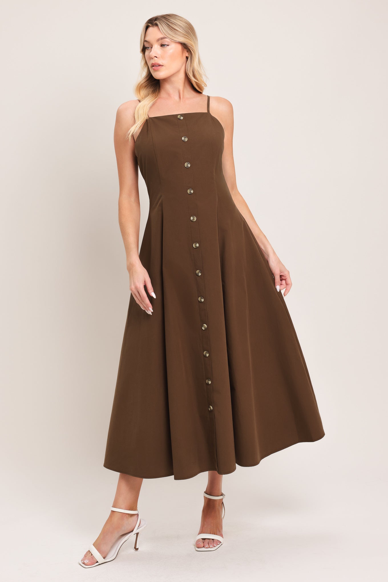 EARTHY GRACE WOVEN MIDI DRESS Flying Tomato
