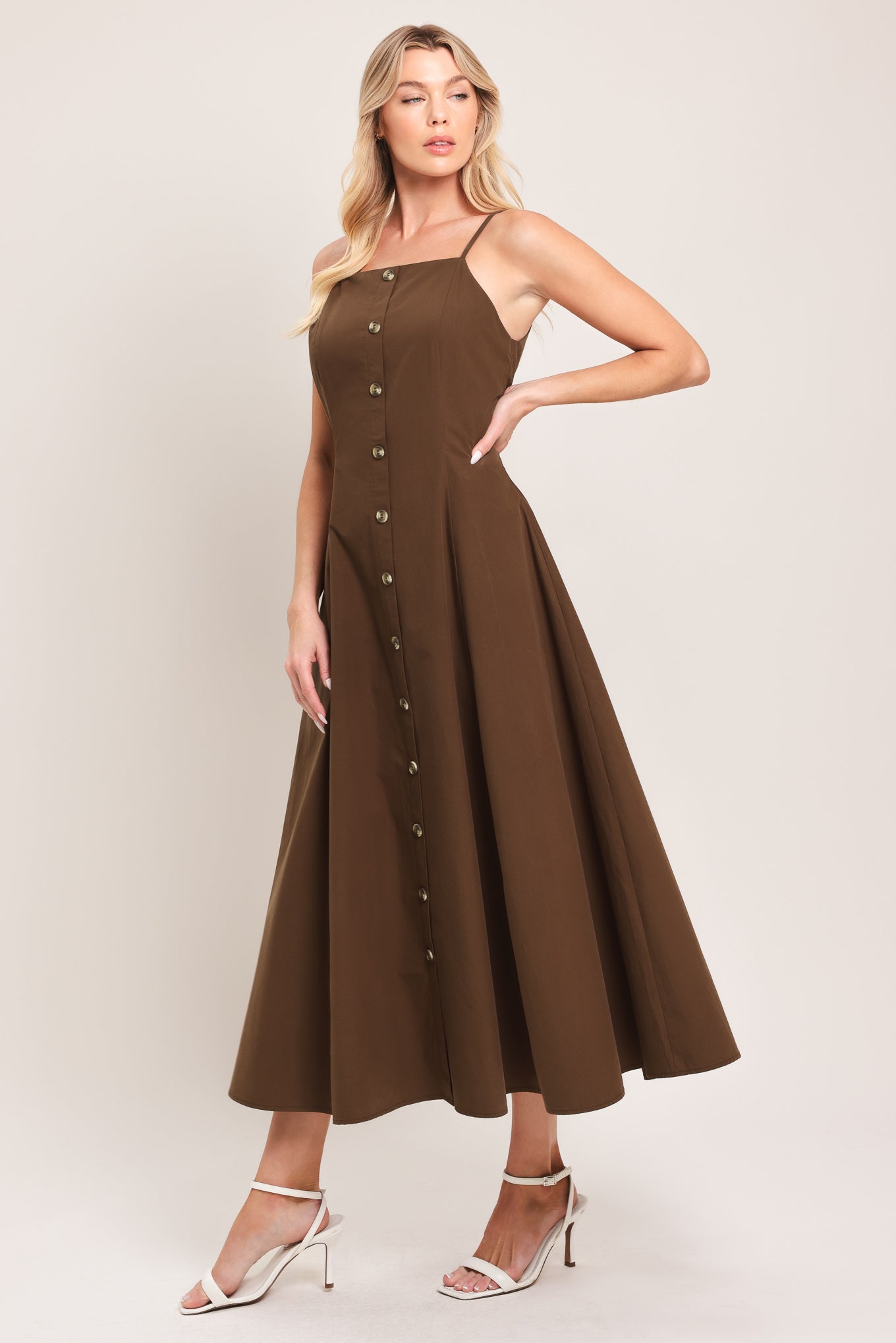 EARTHY GRACE WOVEN MIDI DRESS Flying Tomato