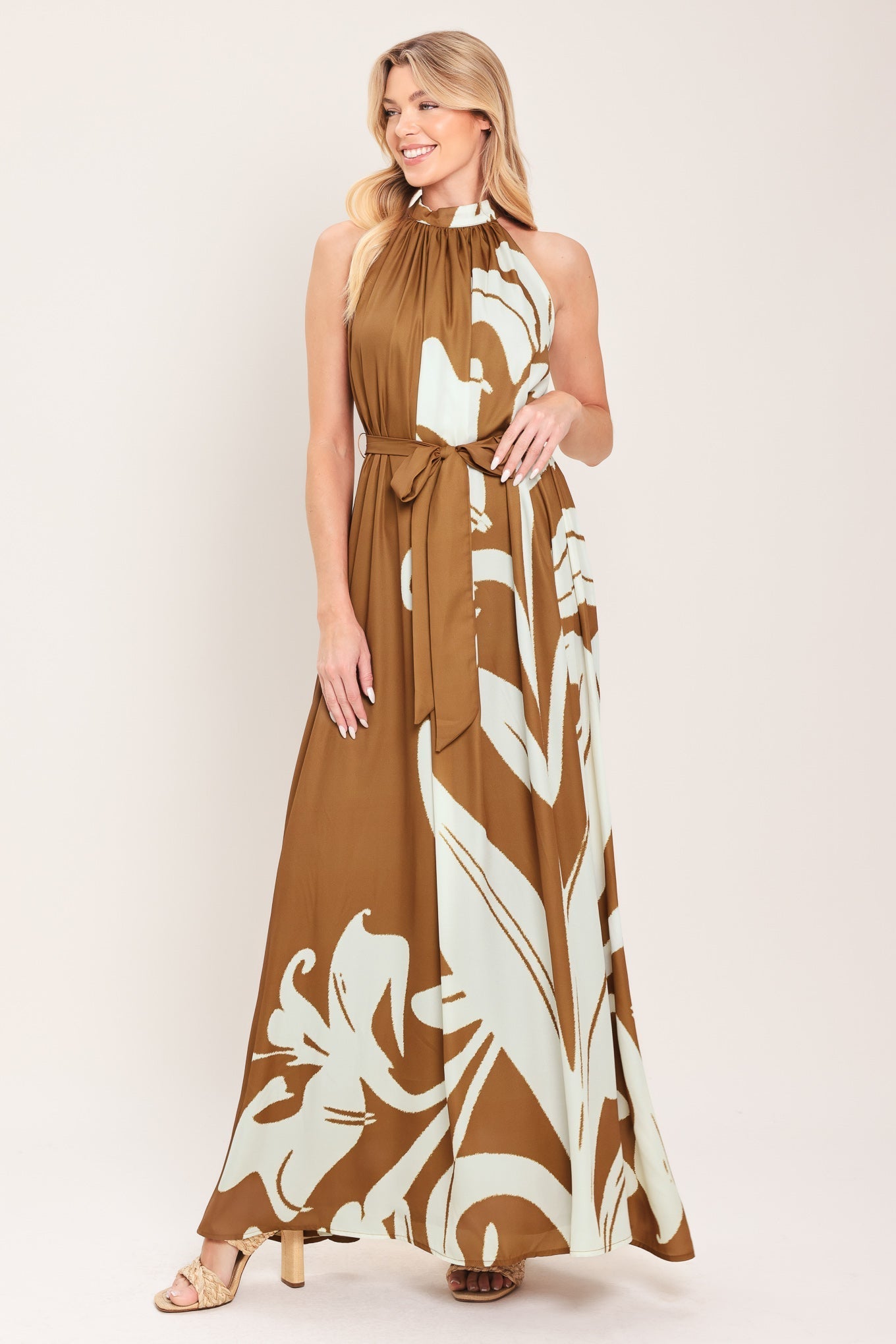 MOCHA SERENITY WOVEN MAXI DRESS Flying Tomato