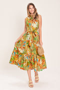 TROPICAL BLOOM TIERED WOVEN MINI SHIRT DRESS Flying Tomato
