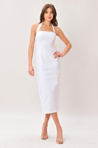 LUXE ESSENCE WOVEN MIDI DRESS Flying Tomato