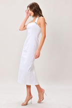 LUXE ESSENCE WOVEN MIDI DRESS Flying Tomato