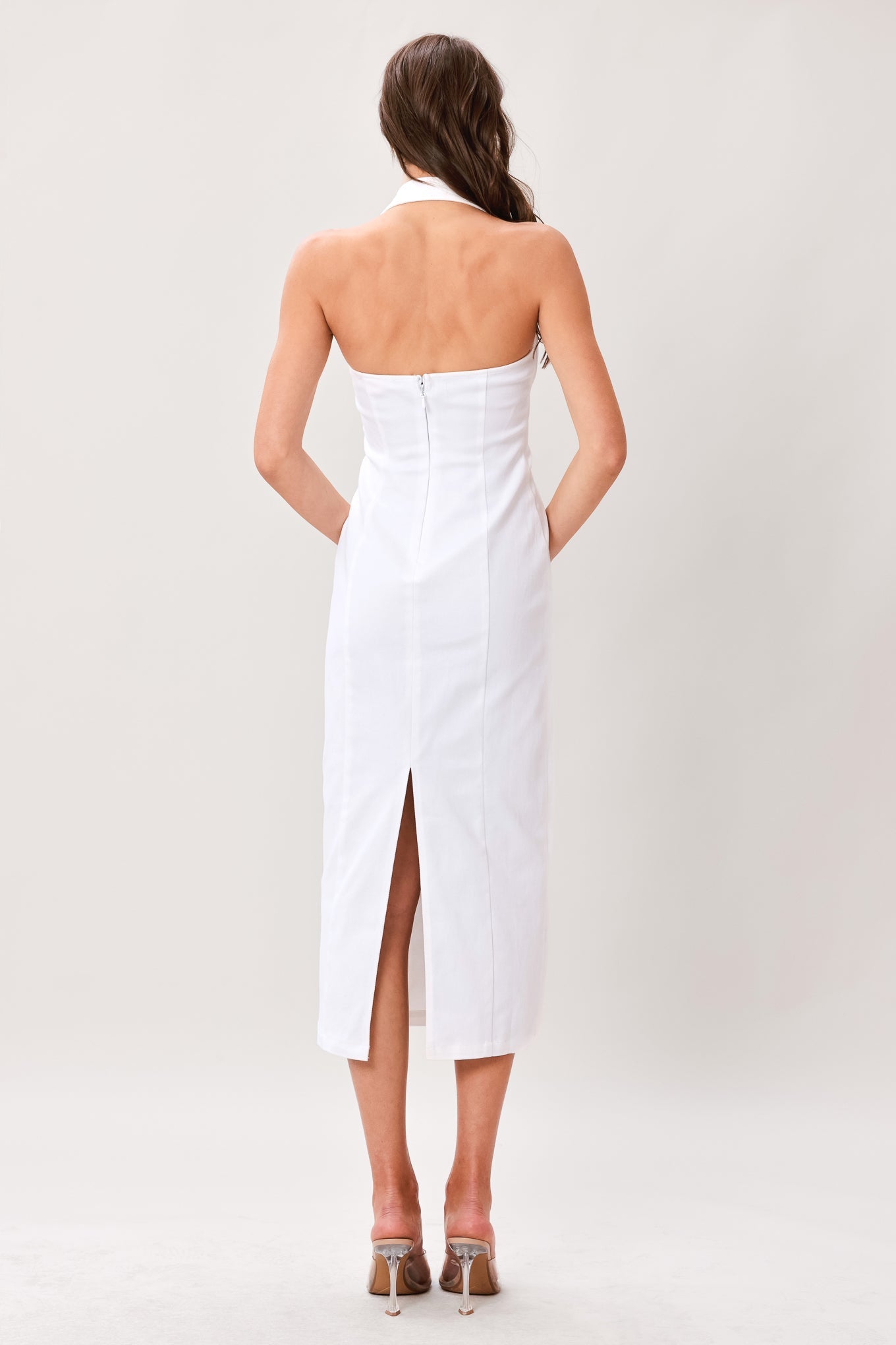 LUXE ESSENCE WOVEN MIDI DRESS Flying Tomato