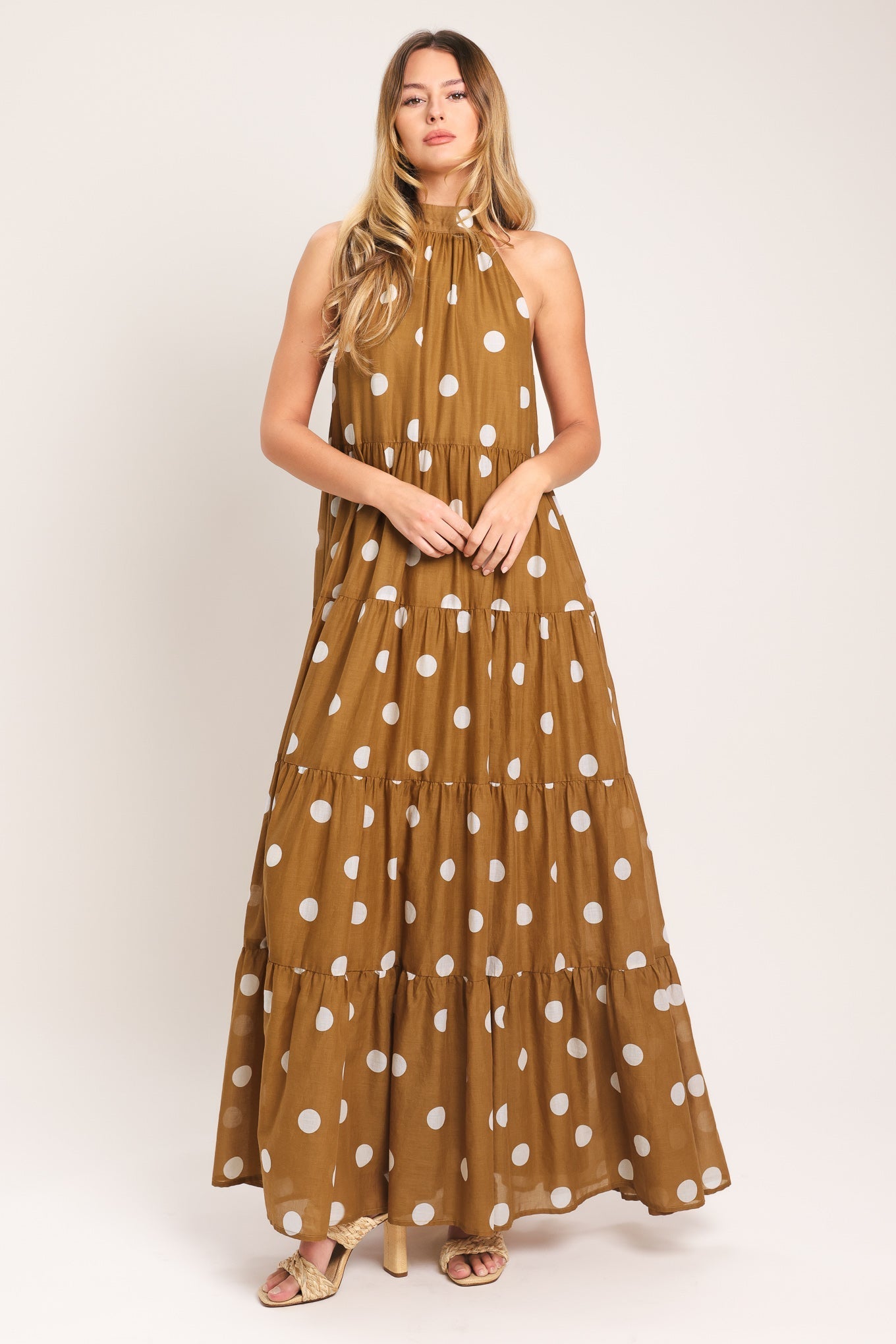 HONEY POLKA WOVEN MAXI DRESS Flying Tomato