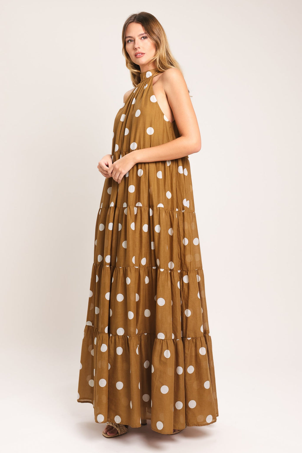 HONEY POLKA WOVEN MAXI DRESS Flying Tomato