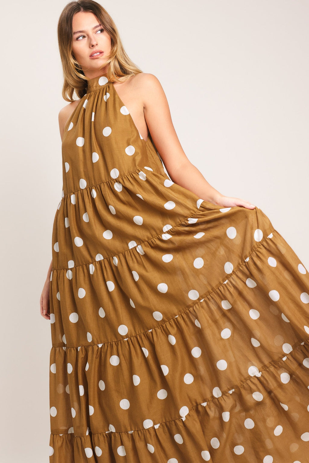 HONEY POLKA WOVEN MAXI DRESS Flying Tomato