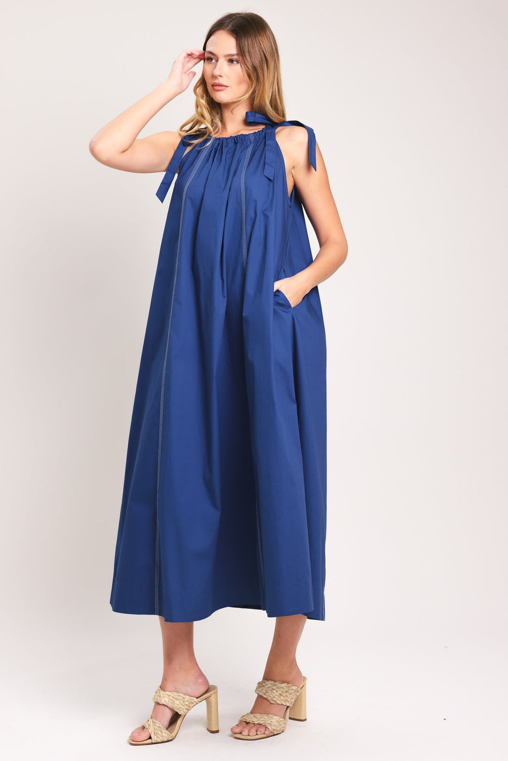 COASTAL EASE WOVEN MIDI DRESS Flying Tomato