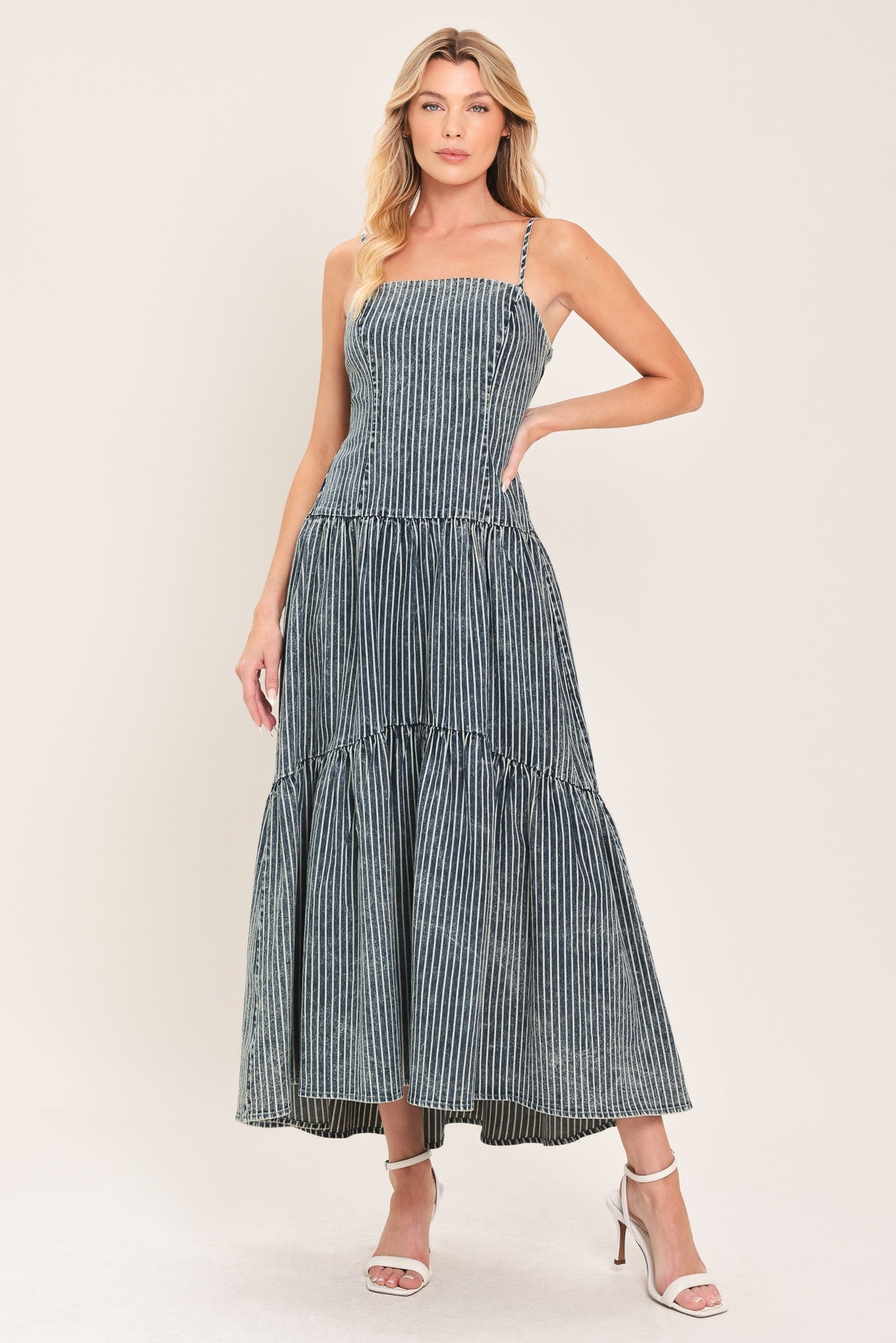 EASYGOING ROMANCE DENIM MIDI DRESS Flying Tomato