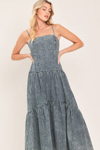 EASYGOING ROMANCE DENIM MIDI DRESS Flying Tomato