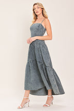 EASYGOING ROMANCE DENIM MIDI DRESS Flying Tomato