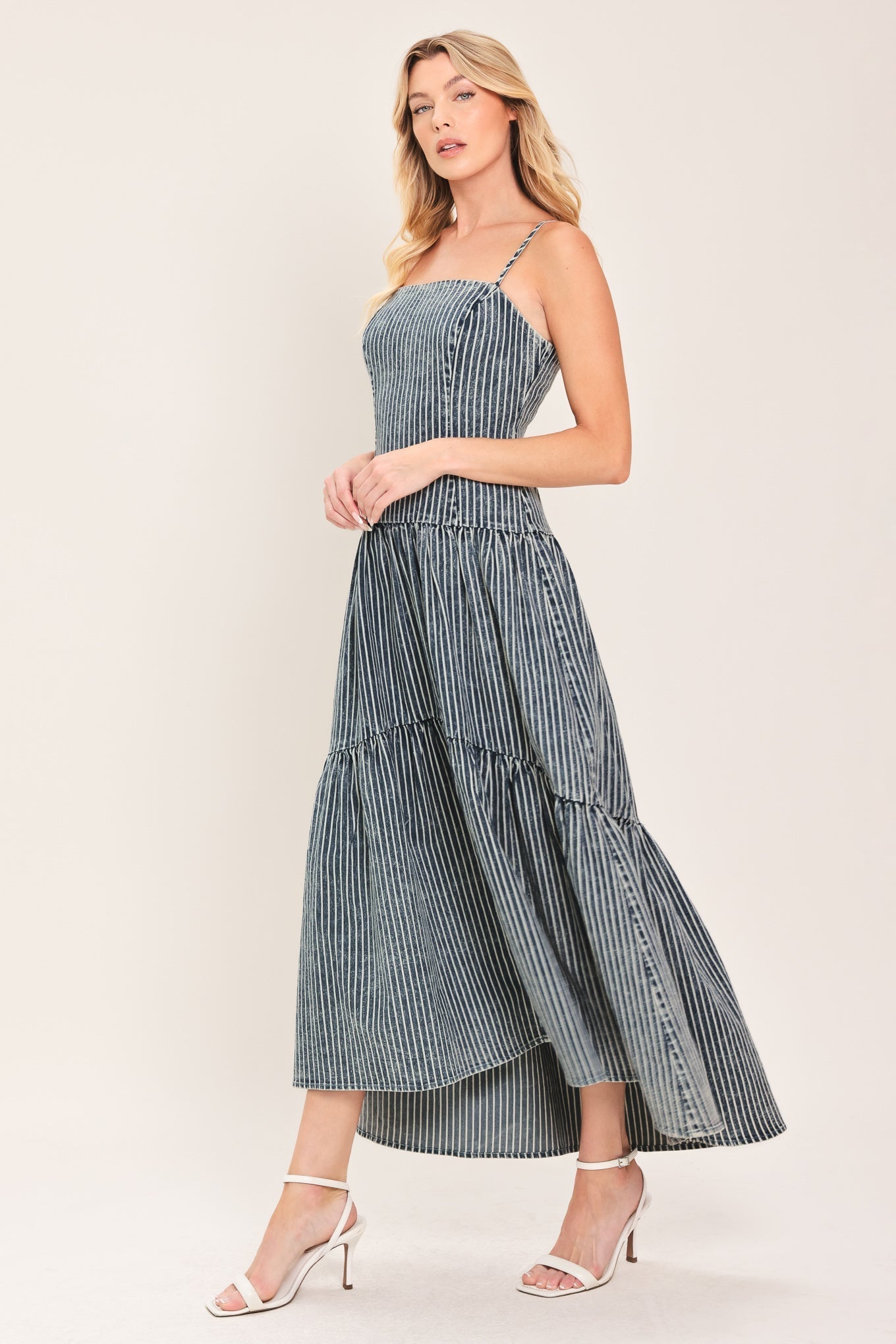 EASYGOING ROMANCE DENIM MIDI DRESS Flying Tomato
