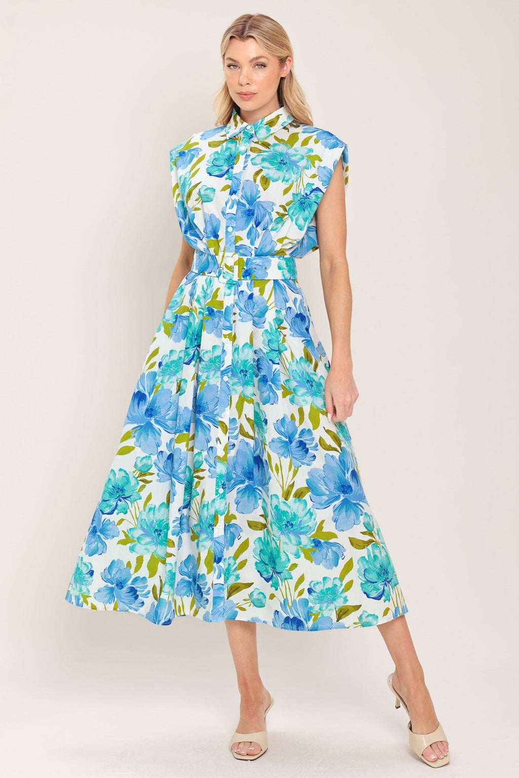 MODERN BLOOM WOVEN MIDI DRESS Flying Tomato