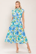 MODERN BLOOM WOVEN MIDI DRESS Flying Tomato