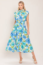 MODERN BLOOM WOVEN MIDI DRESS Flying Tomato