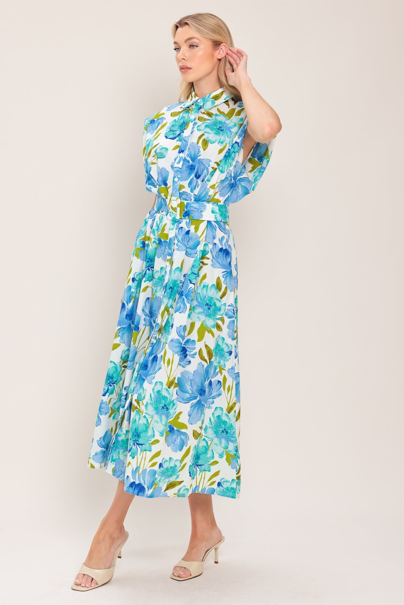 MODERN BLOOM WOVEN MIDI DRESS Flying Tomato