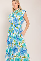 MODERN BLOOM WOVEN MIDI DRESS Flying Tomato