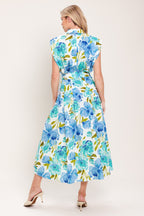 MODERN BLOOM WOVEN MIDI DRESS Flying Tomato