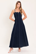 DENIM CORSET MIDI DRESS Flying Tomato