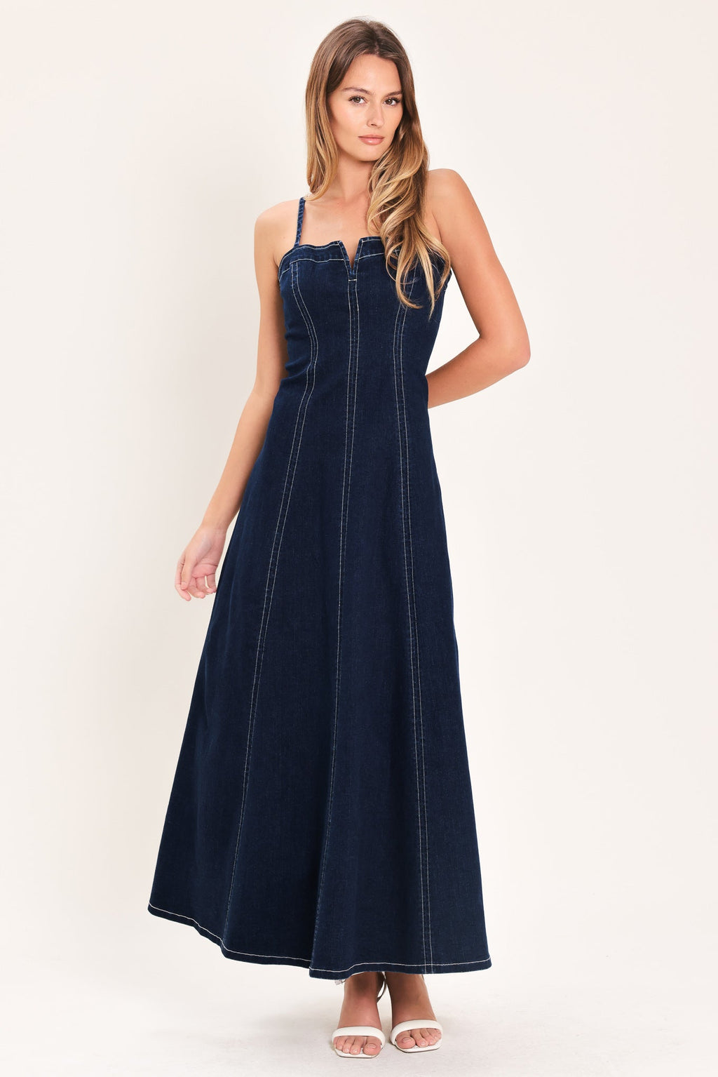 DENIM CORSET MIDI DRESS Flying Tomato