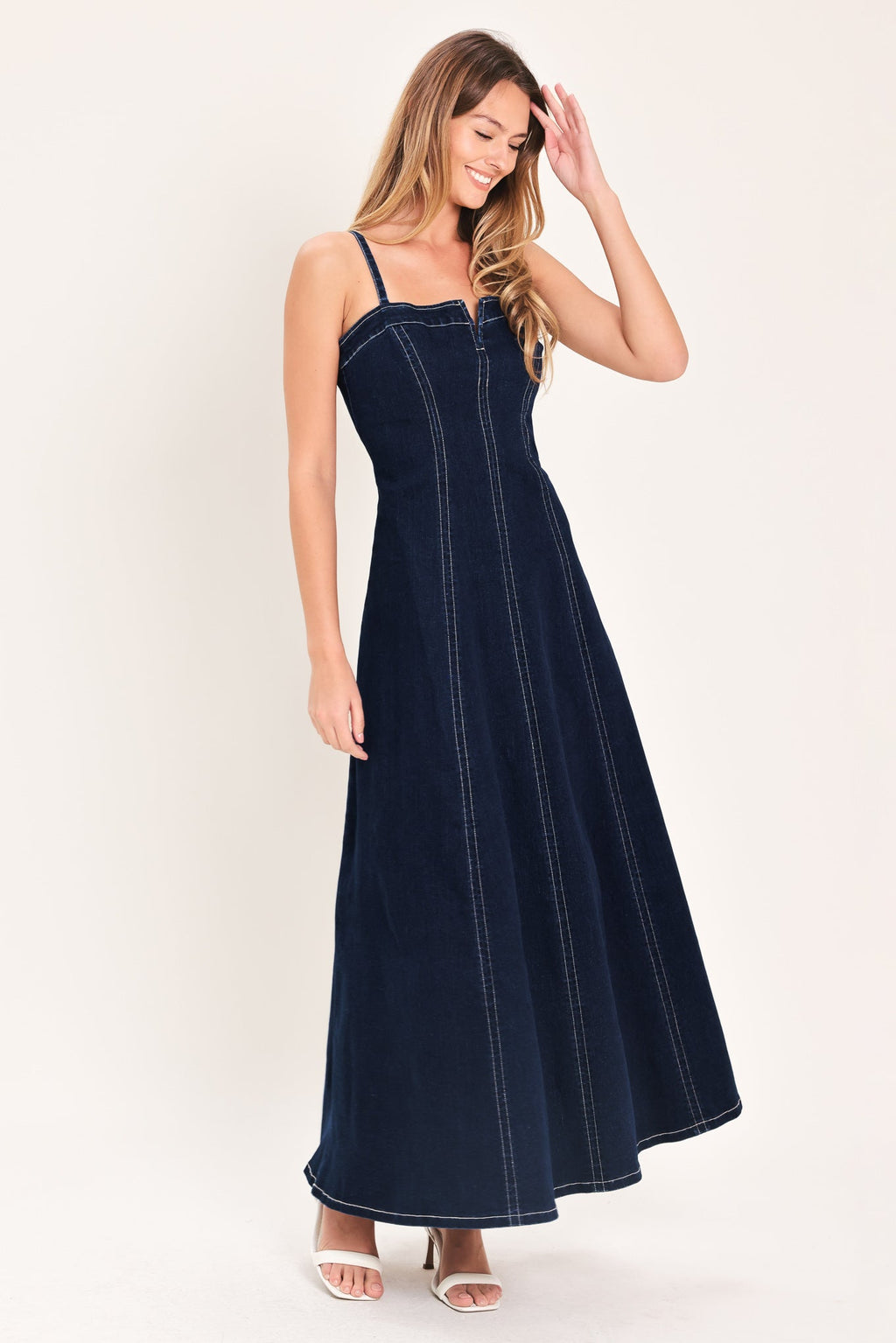 DENIM CORSET MIDI DRESS Flying Tomato