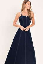 DENIM CORSET MIDI DRESS Flying Tomato
