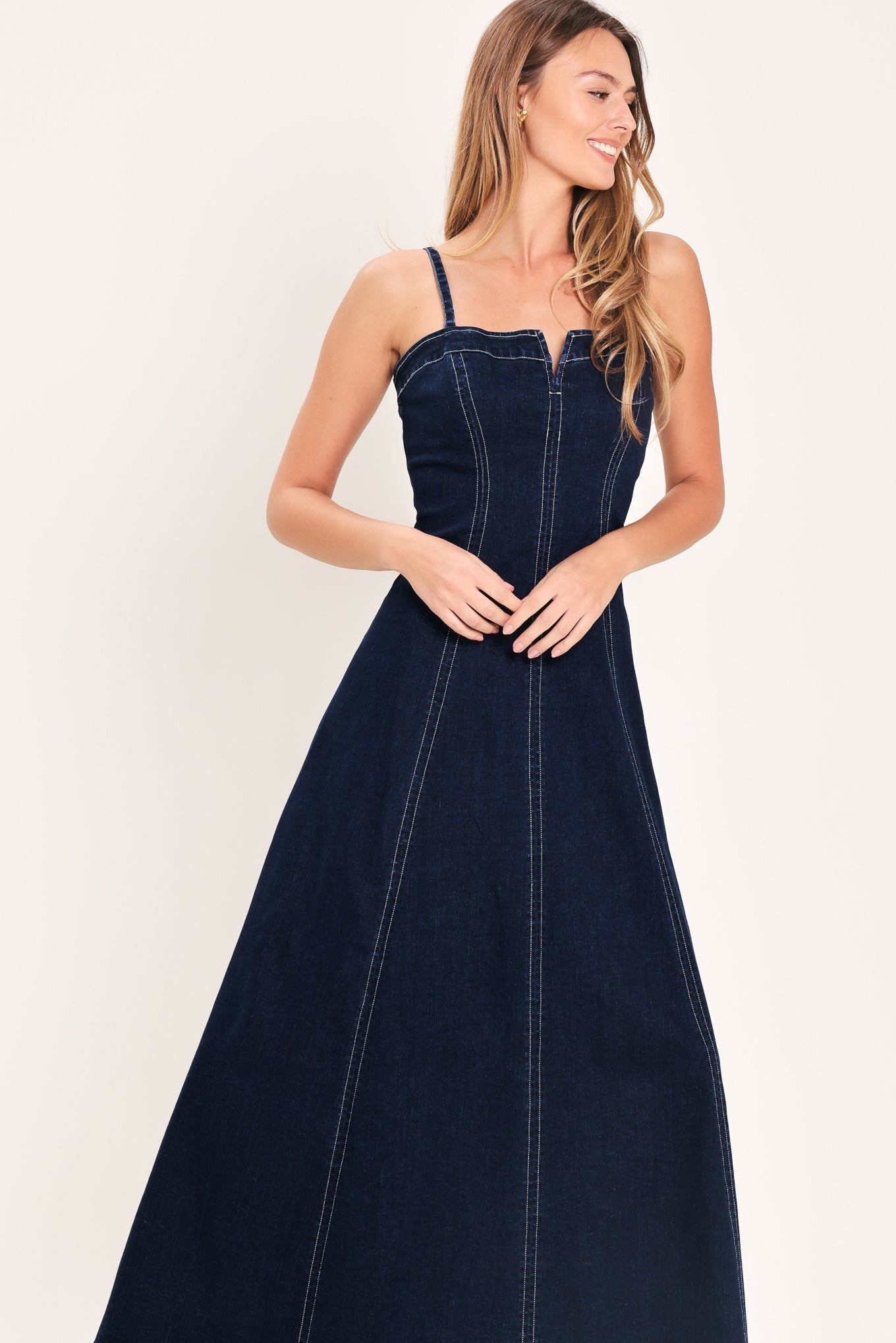 DENIM CORSET MIDI DRESS Flying Tomato