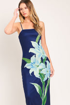 DEEP BLOOM POWER MESH MIDI DRESS Flying Tomato