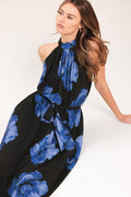EVENING ORCHARD WOVEN HALTER MAXI DRESS