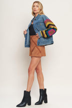 FESTIVAL WEAVE WASHED DENIM JACKET Flying Tomato