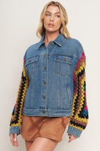 FESTIVAL WEAVE WASHED DENIM JACKET Flying Tomato