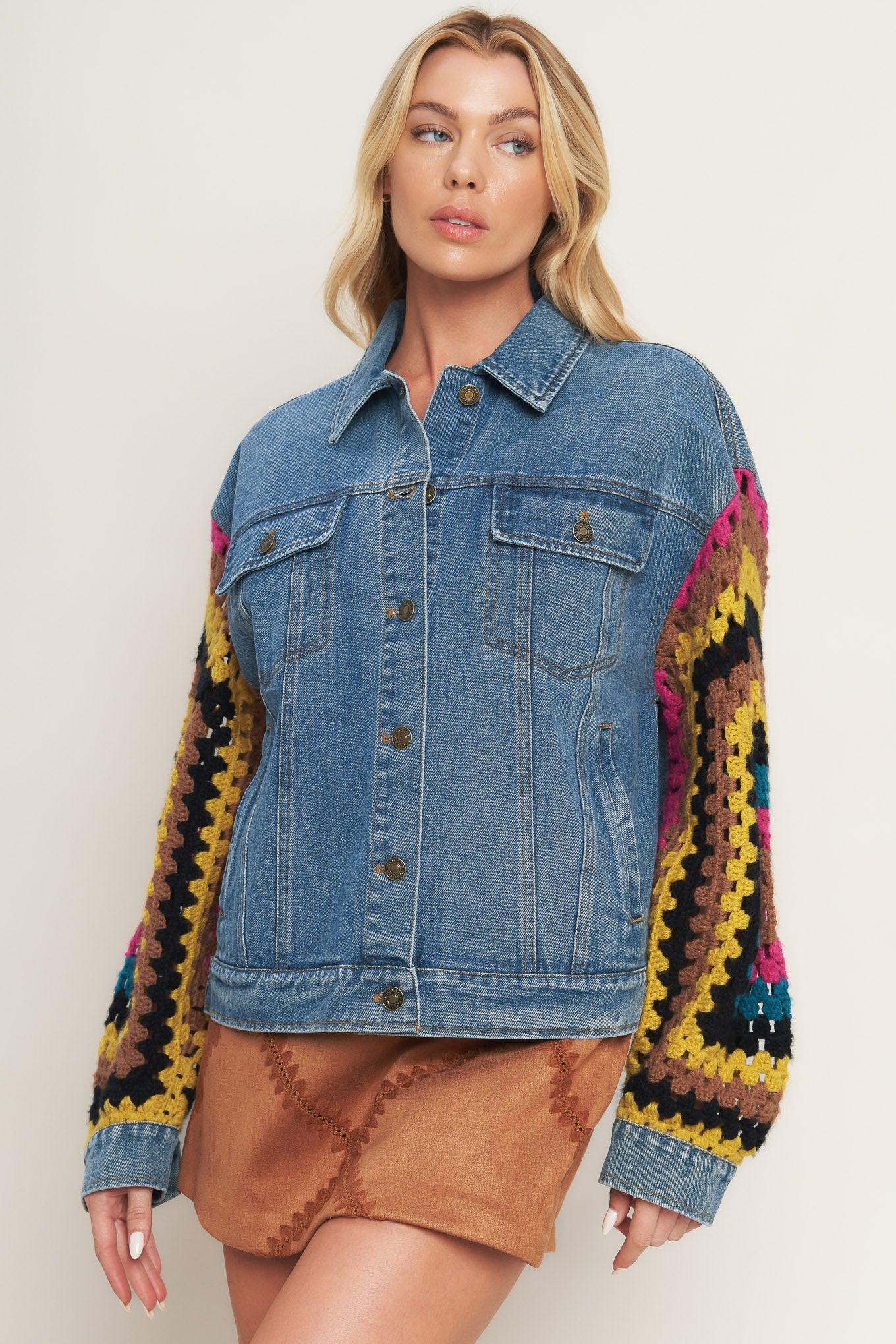 FESTIVAL WEAVE WASHED DENIM JACKET Flying Tomato