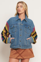 FESTIVAL WEAVE WASHED DENIM JACKET Flying Tomato