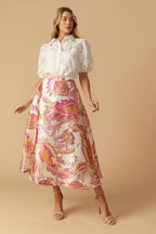 IN THE STILLNESS WOVEN MIDI SKIRT Flying Tomato