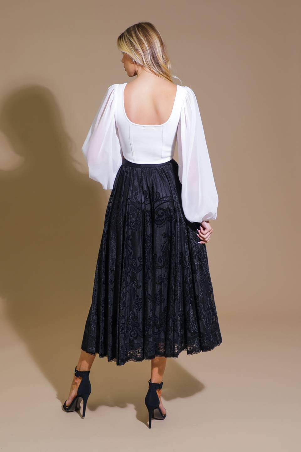 EASE MY MIND VELVET MIDI SKIRT Flying Tomato