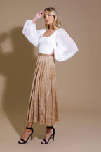 EASE MY MIND VELVET MIDI SKIRT Flying Tomato