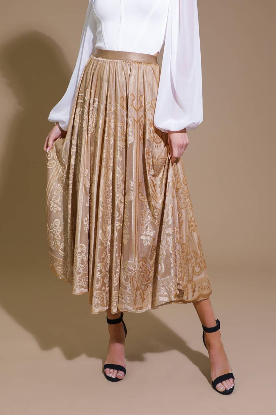EASE MY MIND VELVET MIDI SKIRT Flying Tomato