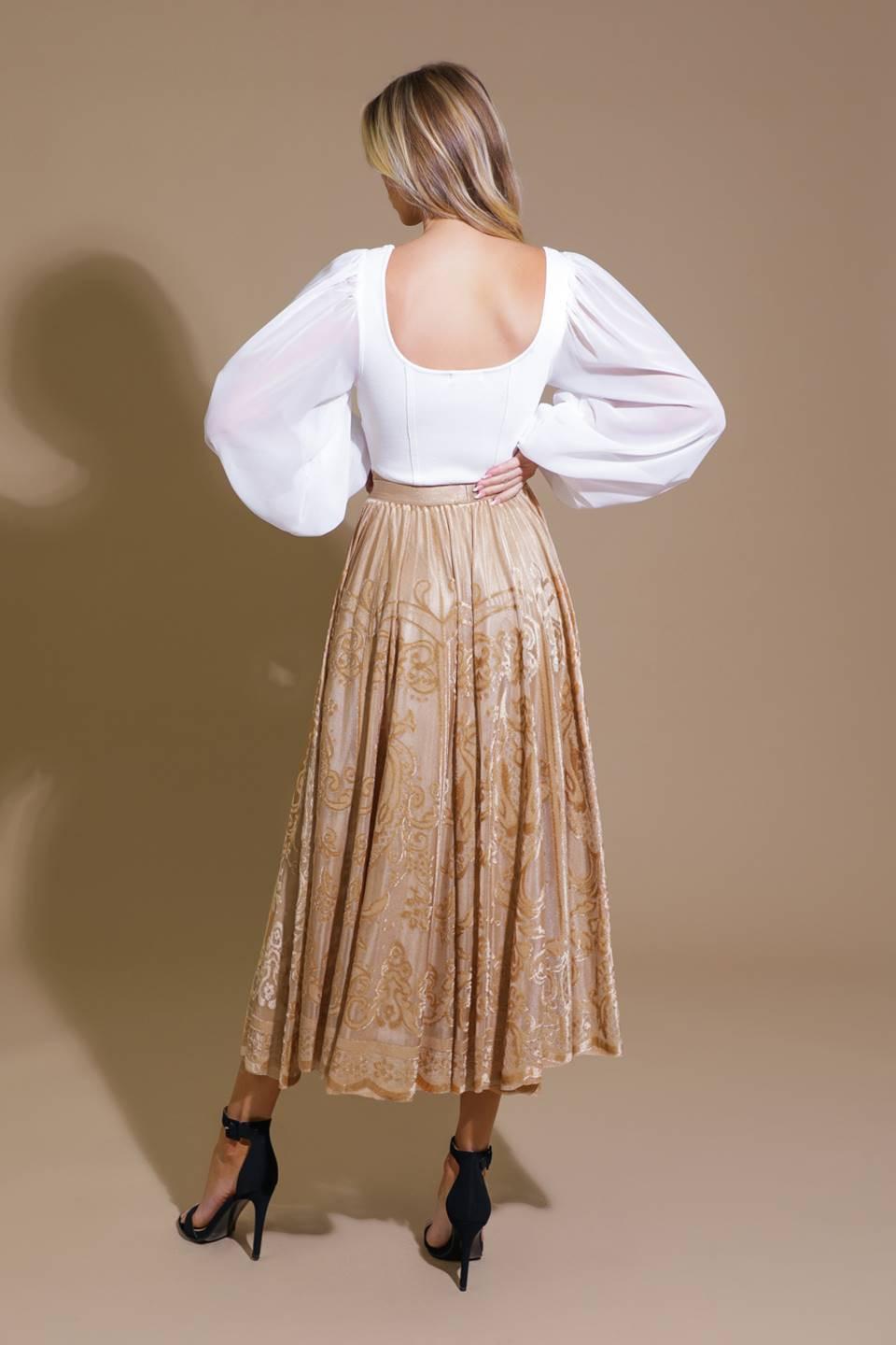 EASE MY MIND VELVET MIDI SKIRT Flying Tomato