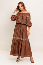 FULL SPEED AHEAD BROWN WOVEN MAXI SKIRT Flying Tomato