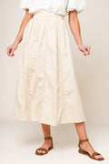 LAYTON CREAM WOVEN MIDI SKIRT Flying Tomato